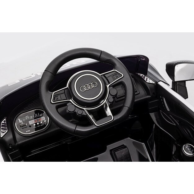 Vienvietis elektrinis policijos automobilis vaikams Audi R8, juodas