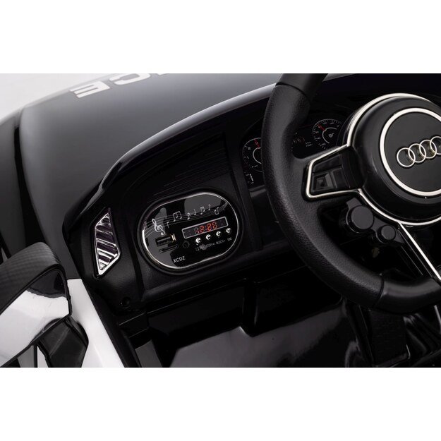 Vienvietis elektrinis policijos automobilis vaikams Audi R8, juodas