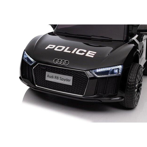 Vienvietis elektrinis policijos automobilis vaikams Audi R8, juodas