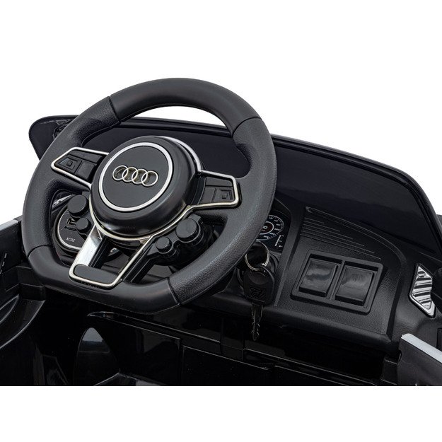 Vienvietis elektrinis policijos automobilis vaikams Audi R8, juodas