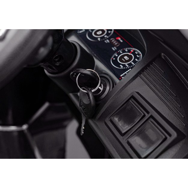 Vienvietis elektrinis policijos automobilis vaikams Audi R8, juodas