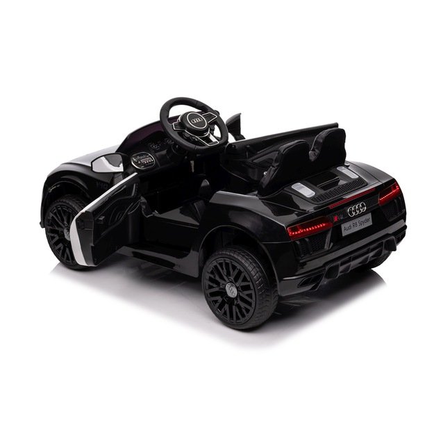 Vienvietis elektrinis policijos automobilis vaikams Audi R8, juodas