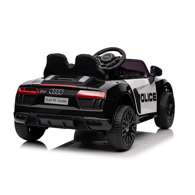 Vienvietis elektrinis policijos automobilis vaikams Audi R8, juodas
