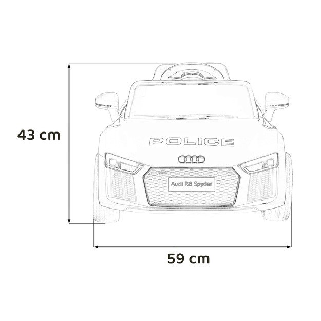 Vienvietis elektrinis policijos automobilis vaikams Audi R8, juodas