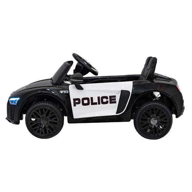 Vienvietis elektrinis policijos automobilis vaikams Audi R8, juodas