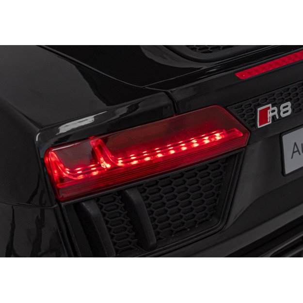 Vienvietis elektrinis policijos automobilis vaikams Audi R8, juodas