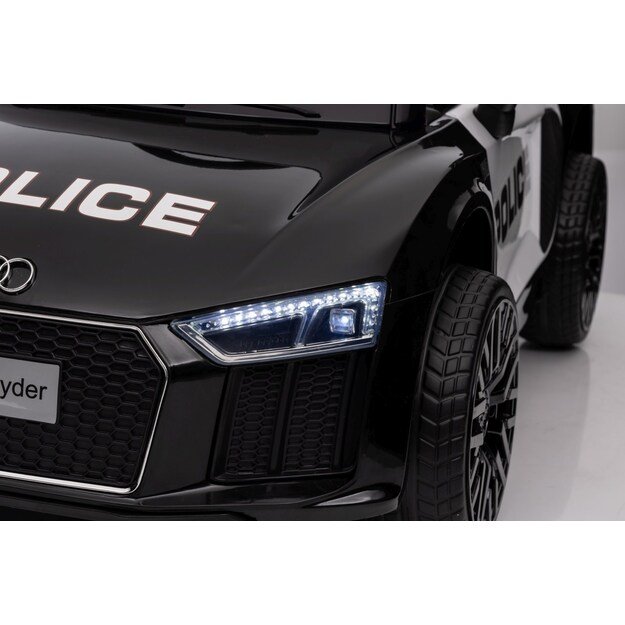 Vienvietis elektrinis policijos automobilis vaikams Audi R8, juodas