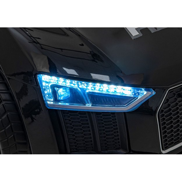 Vienvietis elektrinis policijos automobilis vaikams Audi R8, juodas