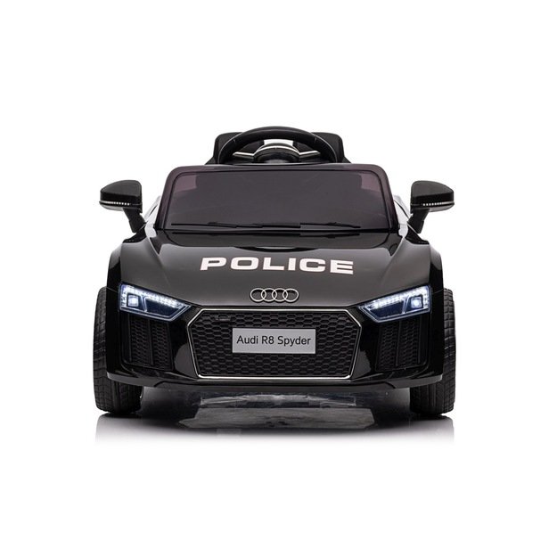 Vienvietis elektrinis policijos automobilis vaikams Audi R8, juodas
