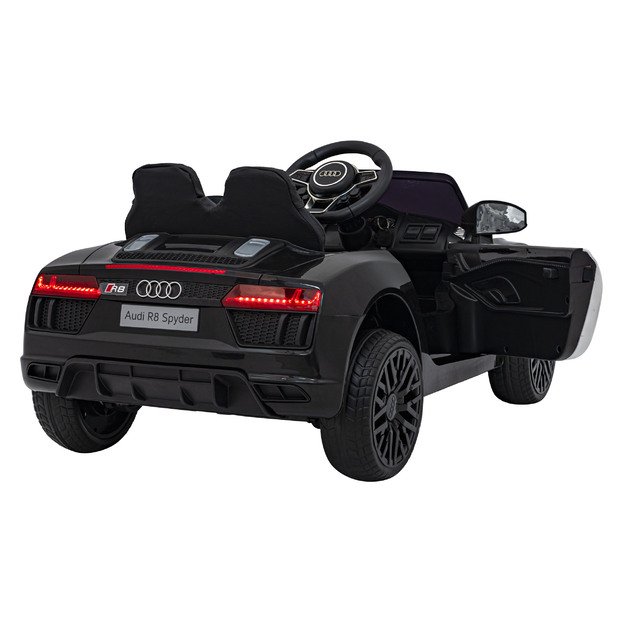 Vienvietis elektrinis policijos automobilis vaikams Audi R8, juodas
