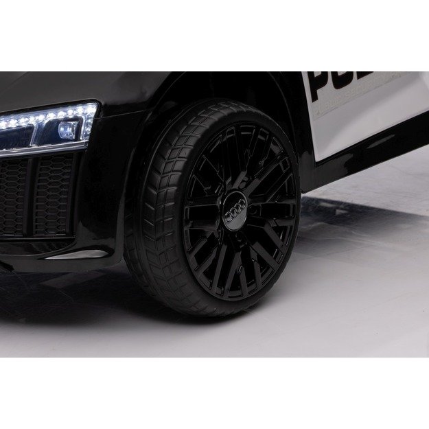 Vienvietis elektrinis policijos automobilis vaikams Audi R8, juodas