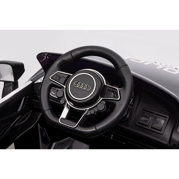 Vienvietis elektrinis policijos automobilis vaikams Audi R8, juodas