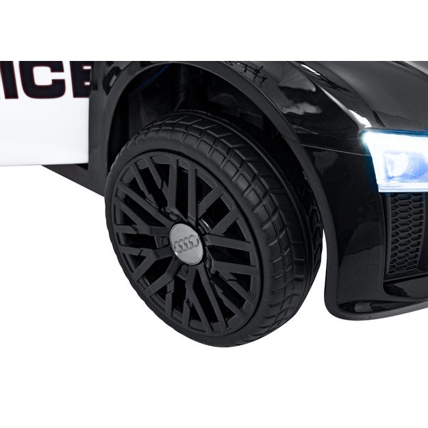 Vienvietis elektrinis policijos automobilis vaikams Audi R8, juodas
