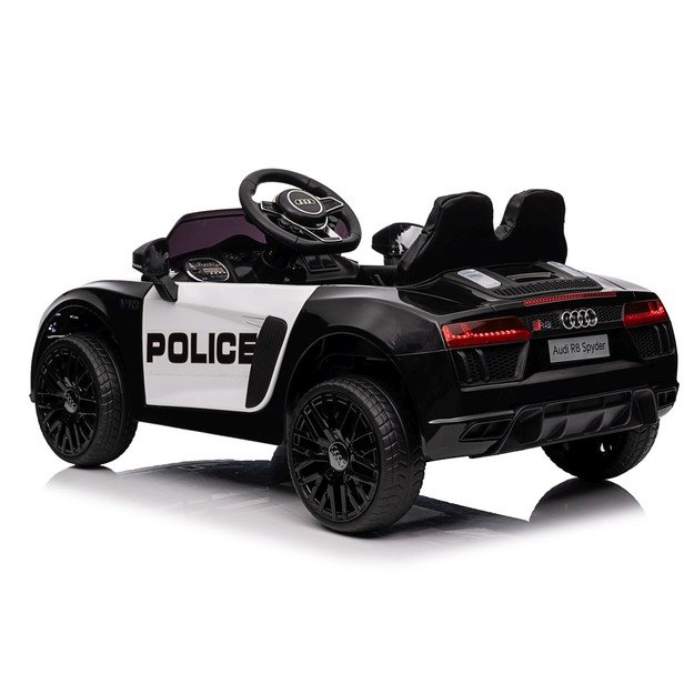 Vienvietis elektrinis policijos automobilis vaikams Audi R8, juodas