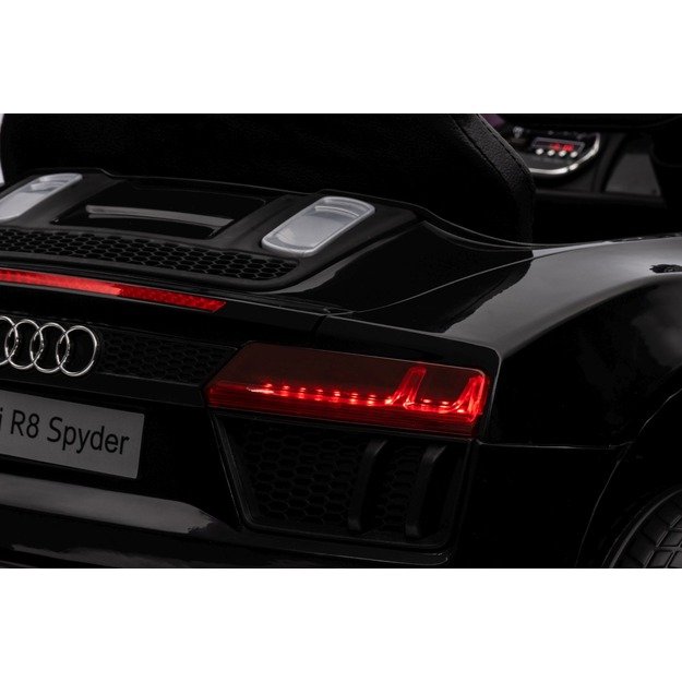 Vienvietis elektrinis policijos automobilis vaikams Audi R8, juodas