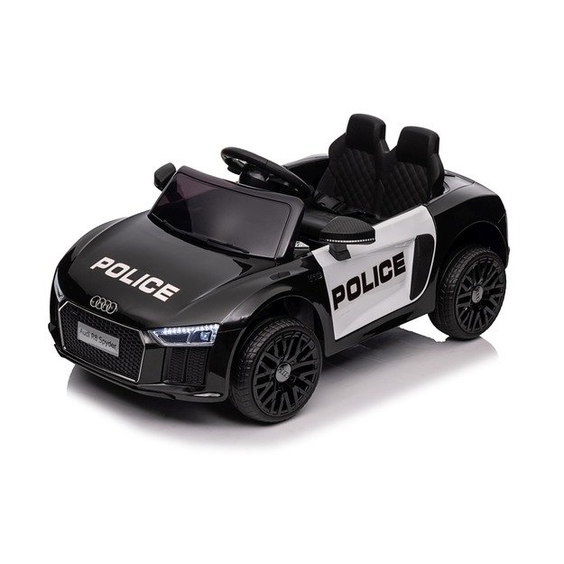 Vienvietis elektrinis policijos automobilis vaikams Audi R8, juodas