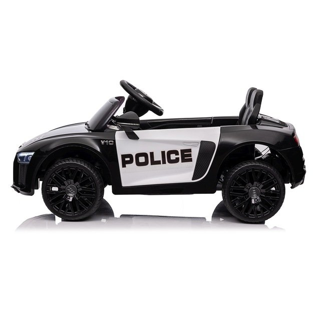Vienvietis elektrinis policijos automobilis vaikams Audi R8, juodas
