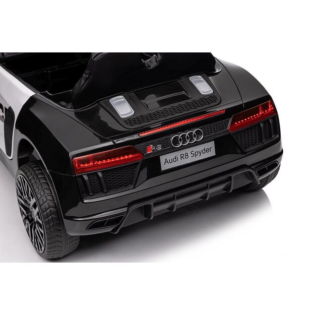 Vienvietis elektrinis policijos automobilis vaikams Audi R8, juodas