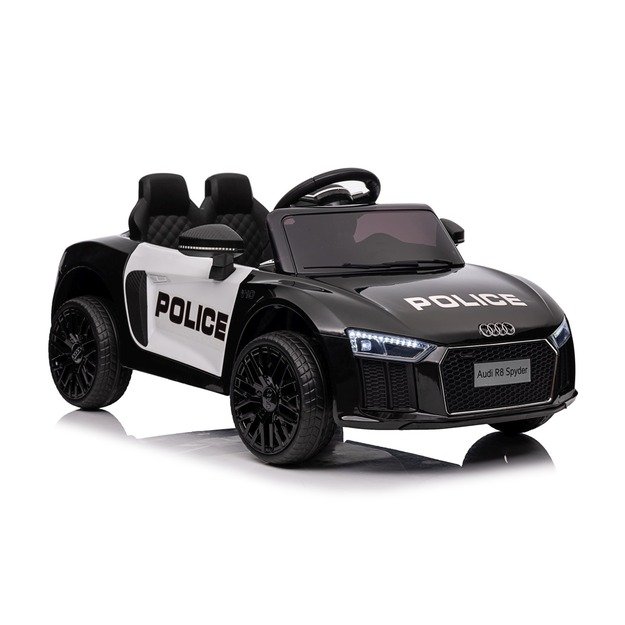 Vienvietis elektrinis policijos automobilis vaikams Audi R8, juodas