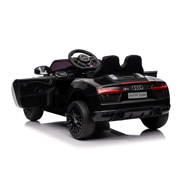Vienvietis elektrinis policijos automobilis vaikams Audi R8, juodas