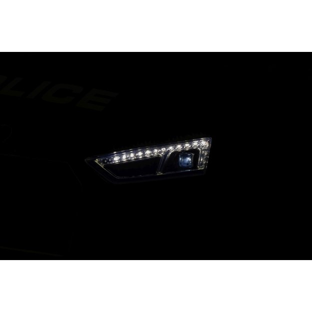 Vienvietis elektrinis policijos automobilis vaikams Audi R8, juodas