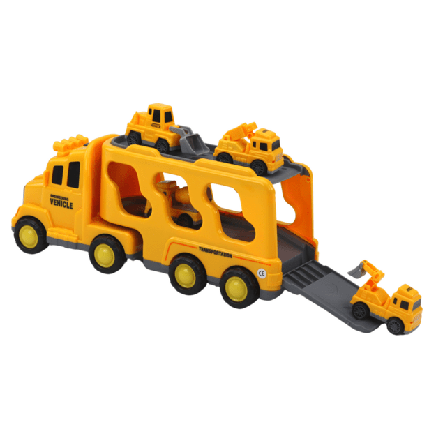 Žaislinis pagalbos kelyje automobilis, geltonas
