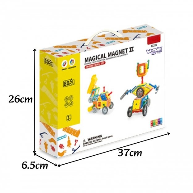 Magnetinis 3D rinkinys STEAM transporto priemonėms kurti 80 vnt. WOOPIE 5