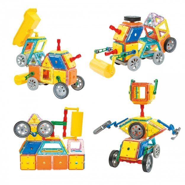 Magnetinis 3D rinkinys STEAM transporto priemonėms kurti 80 vnt. WOOPIE 1