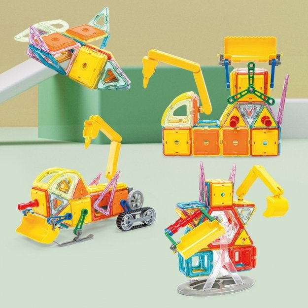 Magnetinis 3D rinkinys STEAM transporto priemonėms kurti 80 vnt. WOOPIE 3