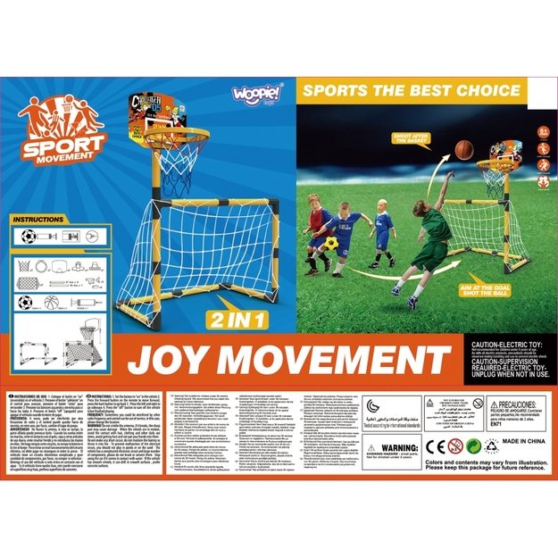 Futbolo ir krepšinio rinkinys su priedais 2in1, geltonas, WOOPIE 10