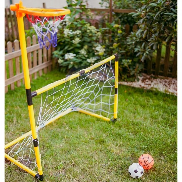 Futbolo ir krepšinio rinkinys su priedais 2in1, geltonas, WOOPIE 7