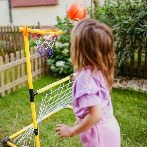 Futbolo ir krepšinio rinkinys su priedais 2in1, geltonas, WOOPIE 6