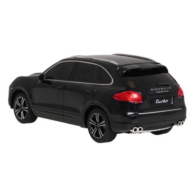Nuotoliniu būdu valdomas Porsche Cayenne Turbo automobilis, juodas