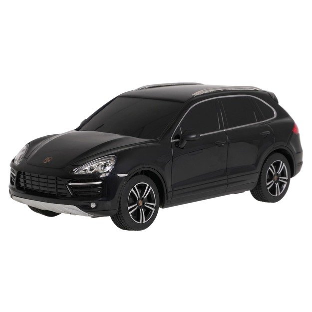 Nuotoliniu būdu valdomas Porsche Cayenne Turbo automobilis, juodas