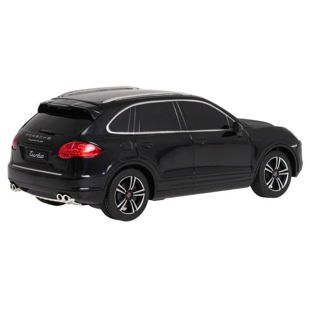 Nuotoliniu būdu valdomas Porsche Cayenne Turbo automobilis, juodas