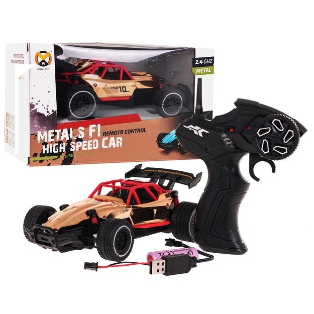 Nuotoliniu būdu valdomas lenktyninis RACING 01 automobilis, auksinis