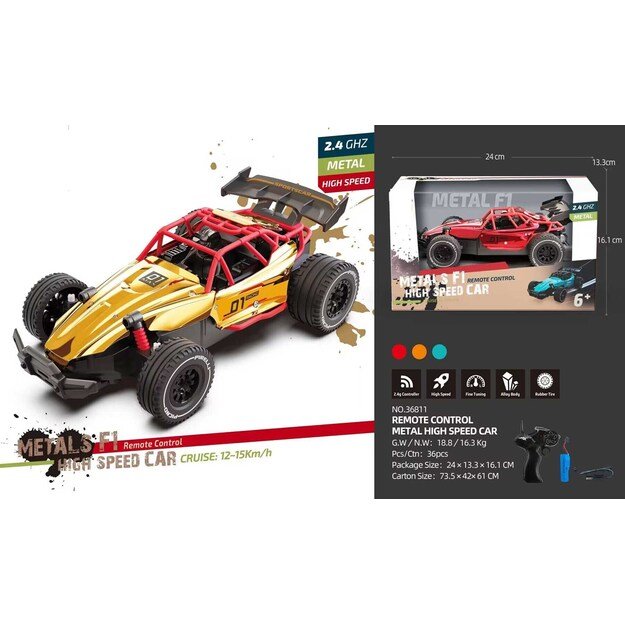 Nuotoliniu būdu valdomas lenktyninis RACING 01 automobilis, auksinis