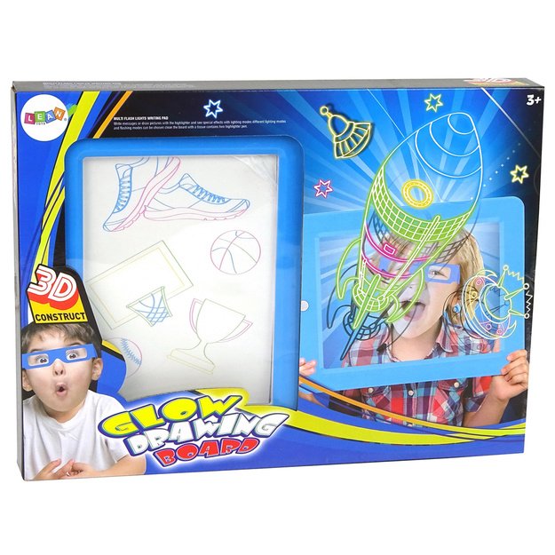 Magiška 3D piešimo lenta su akiniais, mėlyna 