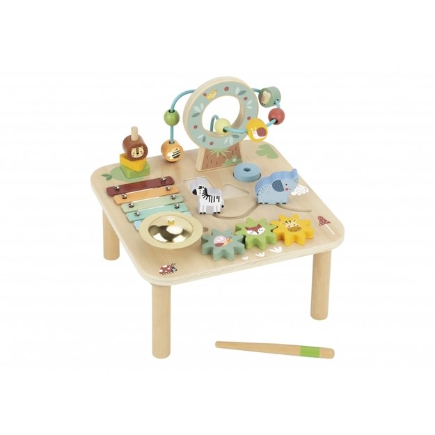 Medinis sensorinis edukacinis stalas vaikams 5in1, WOOPIE GREEN 6