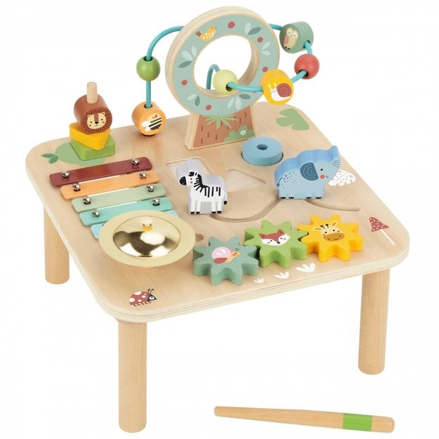 Medinis sensorinis edukacinis stalas vaikams 5in1, WOOPIE GREEN 22
