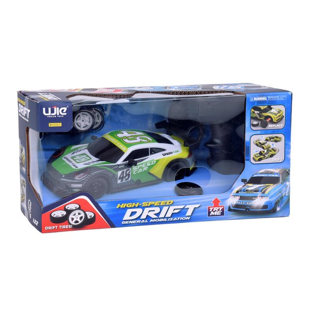 Nuotoliniu būdu valdomas sportinis „Drift Super Race“ automobilis, žalias