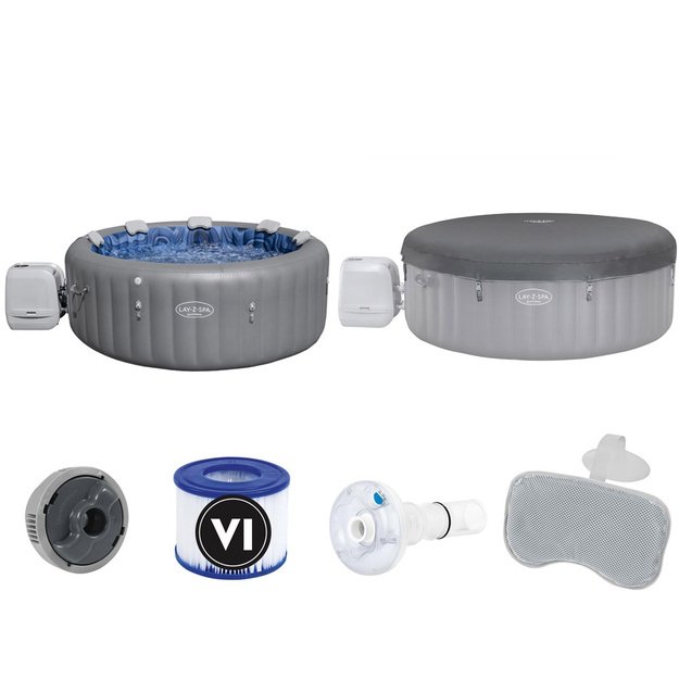 Pripučiama sūkurinė vonia „Lay-Z-Spa SANTORINI PRO 7“ su LED ir hidromasažu, Bestway 6001T