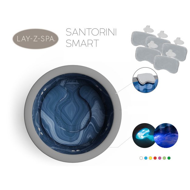 Pripučiama sūkurinė vonia „Lay-Z-Spa SANTORINI PRO 7“ su LED ir hidromasažu, Bestway 6001T