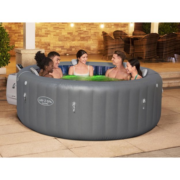 Pripučiama sūkurinė vonia „Lay-Z-Spa SANTORINI PRO 7“ su LED ir hidromasažu, Bestway 6001T