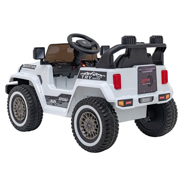 Vienvietis elektrinis visureigis vaikams Off Road MOUNTAIN, baltas