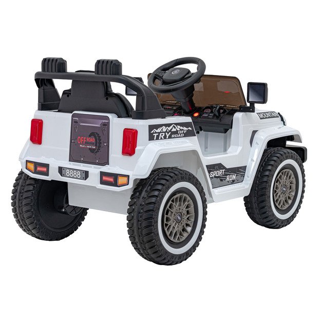 Vienvietis elektrinis visureigis vaikams Off Road MOUNTAIN, baltas