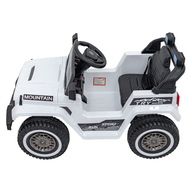 Vienvietis elektrinis visureigis vaikams Off Road MOUNTAIN, baltas
