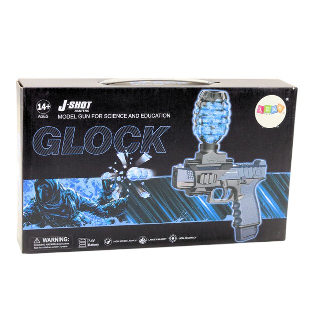 Automatinis pistoletas„Glock“ vaikams su vandens kamuoliukais, mėlynas