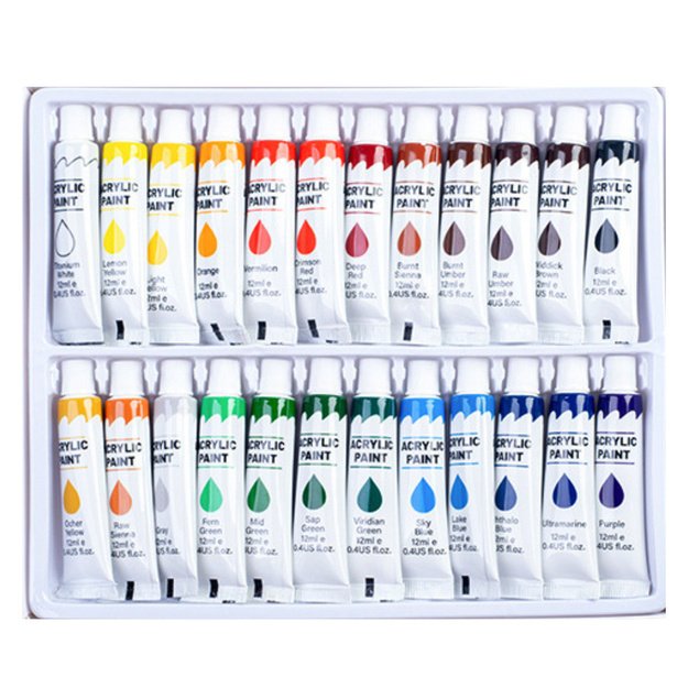 Meninių akrilo dažų tūbelėse rinkinys 12 ml 24 vnt.  2