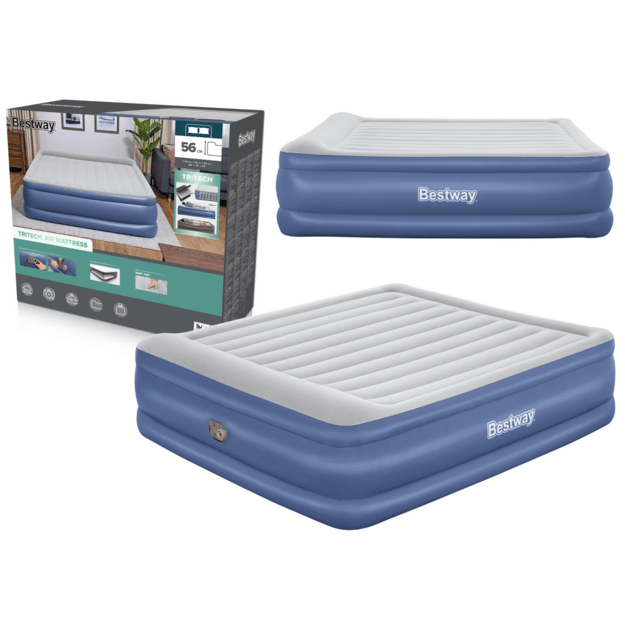 Pripučiamas dvivietis čiužinys 203x193x56cm su įmontuota pompa, Bestway 67692